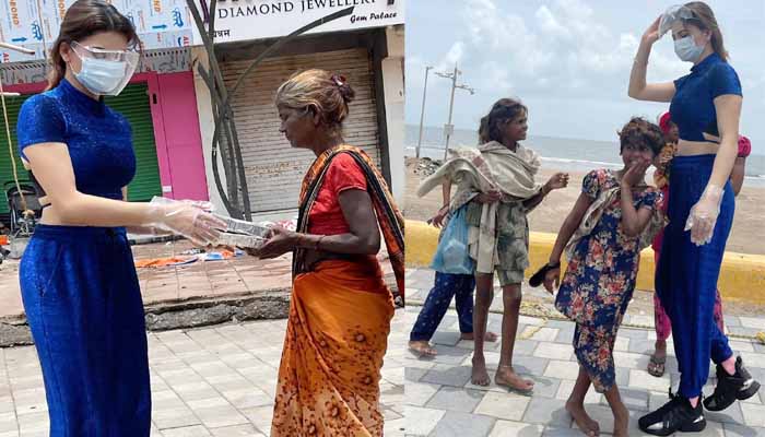 urvashi-rautela-of-uttarakhand-is-helping-people-with-her-foundation-in-mumbai